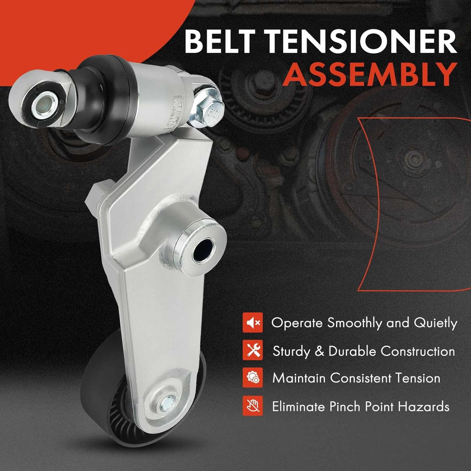 A-Premium Belt Tensioner Assembly with Pulley Compatible with Chevrolet Prizm 1998-2002 Pontiac Vibe 2003-2008 Toyota Corolla 1998-2008 L4 1.8L