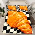 thumbnail image 2 of Homewish Teens Yummy Croissant Twin Sheet Sets, Vintage Checkered Buffalo Twin Fitted Sheet, Modern Fashion Flat Sheet, Ultra Soft Bedroom Decor, 3-Piece, 2 of 7