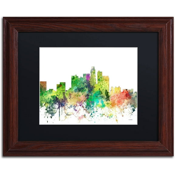 Trademark Fine Art "Los Angeles California Skyline SP" Canvas Art by Marlene Watson, Black Matte, Wood Frame