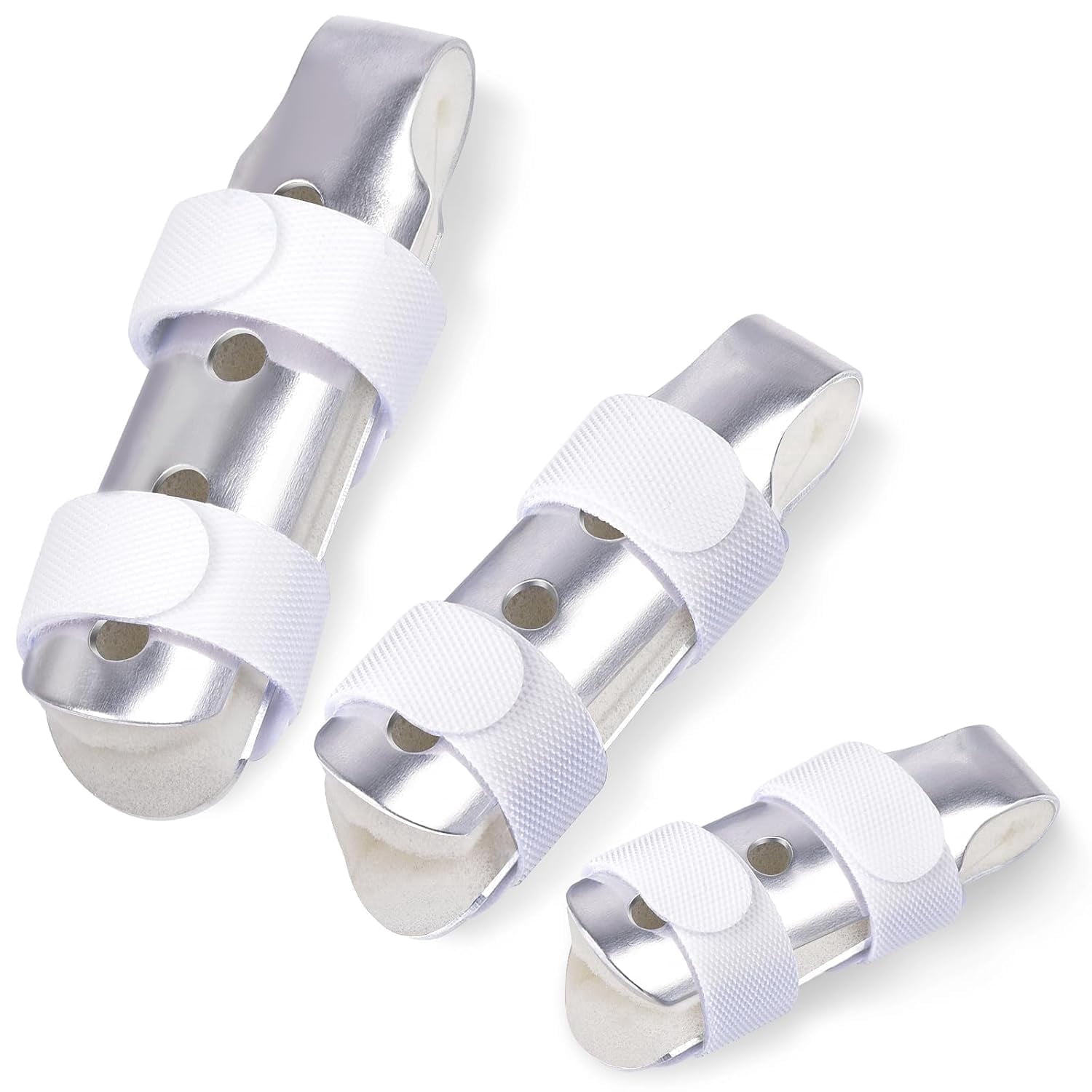 Sopito Finger Splint, 3-Size Finger Support Brace Finger Stabilizer for Broken Fingers Straightening Arthritis Knuckle Immobilization,Silver