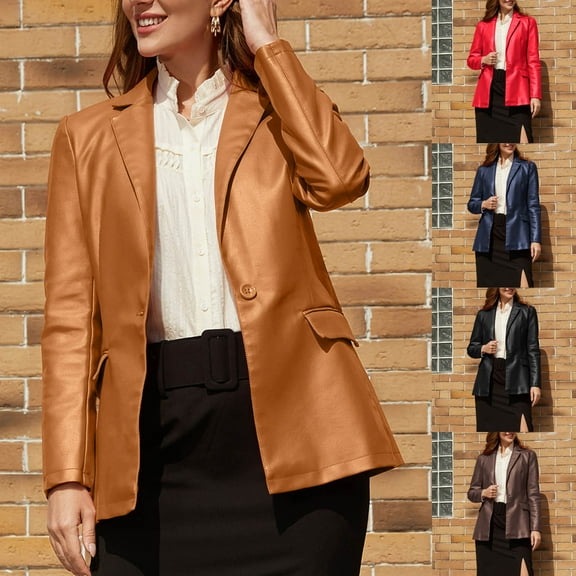 Womens Oversized Leather Jackets Faux Casual Zip Up Long Sleeve Trendy Bomber Motorcycle Jacket with Pockets 2024 Bomber Jacket Women Jackets for Women