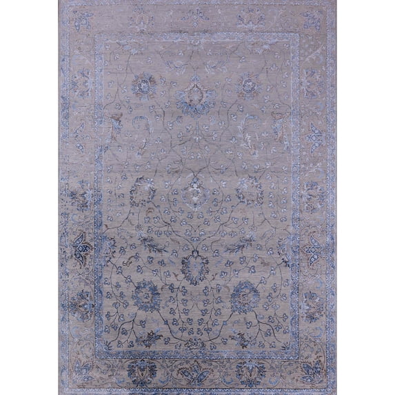 Ahgly Company Indoor Rectangle Mid-Century Modern French Lilac Purple Oriental Area Rugs, 7' x 10'
