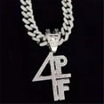 thumbnail image 3 of Men Women Hip Hop 4PF Letter Pendant Necklace Miami Cuban Chain Iced Out Bling Bling HipHop Necklaces Fashion Charm Jewelry, 3 of 8