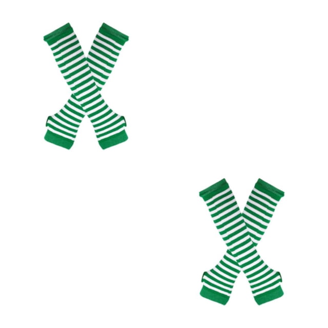 ZheElen Easy To Wear Over Knee Socks Highly Elastic And Durable Soft And Breathable Wide Application Polyester Easy To Match green and white 2Set