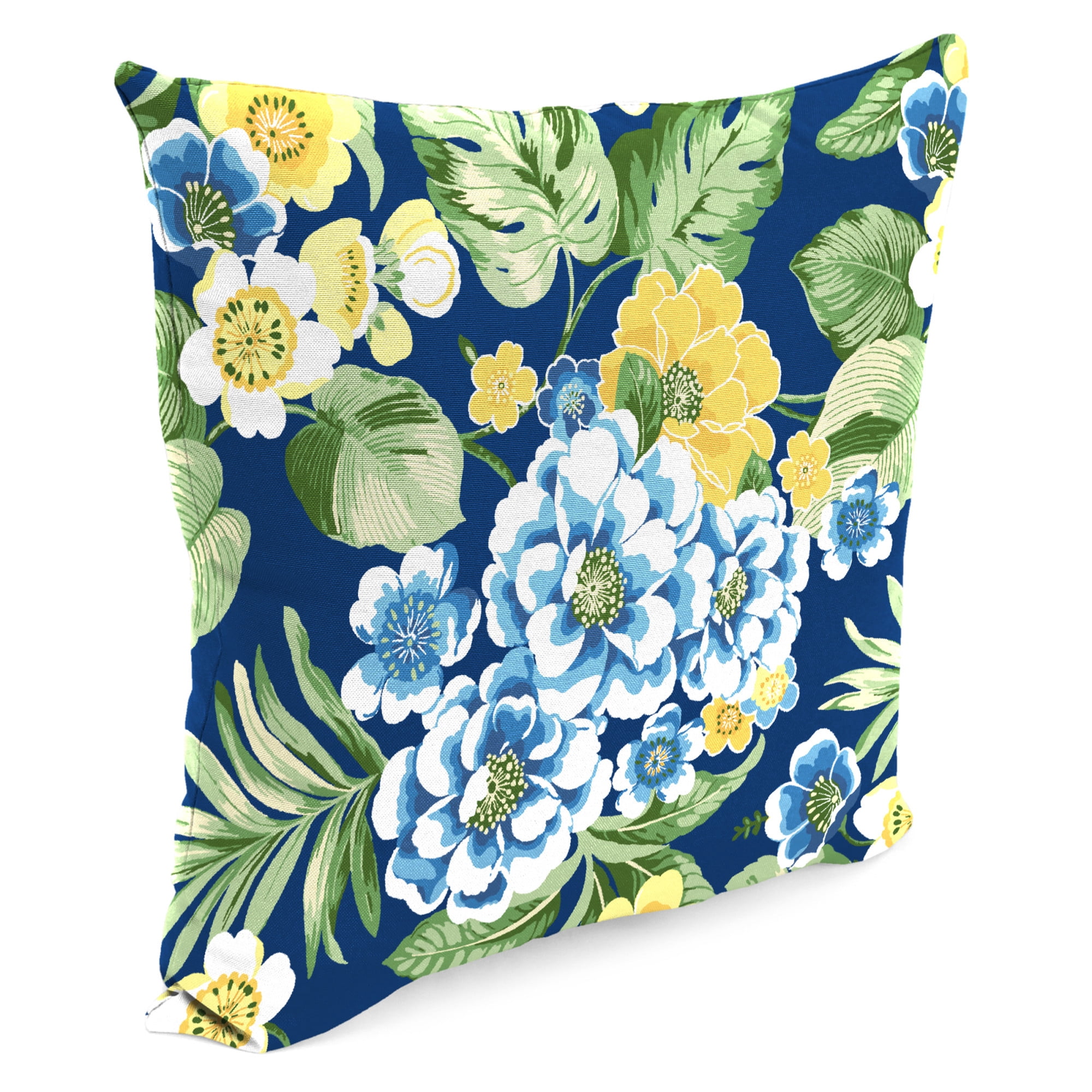 Jordan Manufacturing 18" x 18" Binessa Lapis Blue Floral Square Outdoor Throw Pillow (2 Pack)