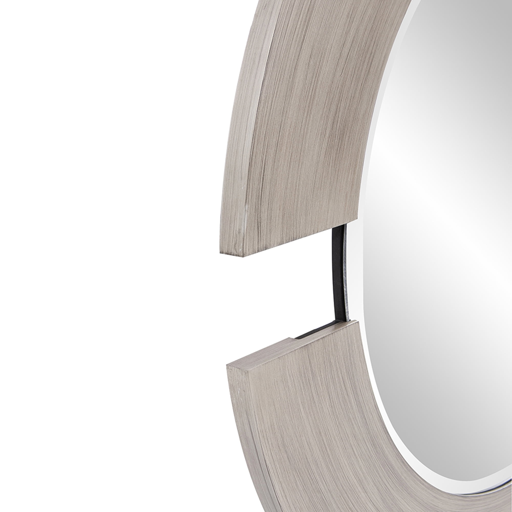 Tyler Dillon Round Warm Silver Wall Mirror with Partial Brown Wood Frame - 38"