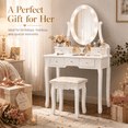 thumbnail image 4 of Ktaxon Vanity Table 10 LED Lights, 5 Drawers Makeup Dressing Desk with Cushioned Stool Set,Bedroom Vanities Set White, 4 of 9