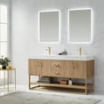 thumbnail image 4 of Vinnova Alistair 60" White Grain Stone Top Double Vanity with Mirror in Oak, 4 of 17