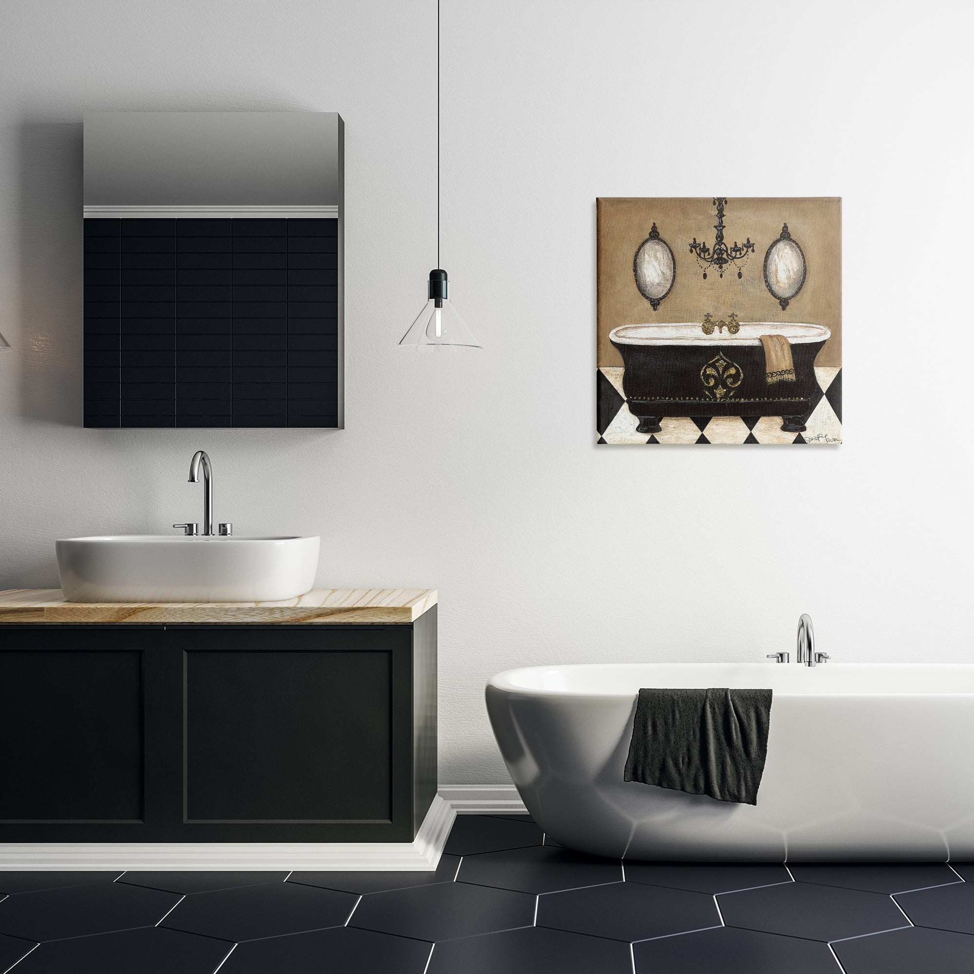 Stupell Industries Elegant Bathtub & Chandelier Canvas Wall Art, design by Janet Tava