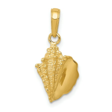 14k Gold Conch Shell 14k Yellow Gold Solid Conch Sea Shell Mermaid Nautical Jewelry Pendant Charm Necklace Shore Man Gift For Dad Mens For Him ()