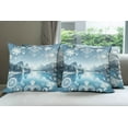 thumbnail image 6 of Ambesonne Lake Throw Pillow Cover 4 Pack, Mountain Scenery Folk Wreath, 24", Slate Blue Sky Blue, 6 of 7