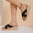 thumbnail image 5 of Straw Beach Sandals Summer Strap Slides Slingback Open Toe Flats Woven Outdoor Sandals for Women, 5 of 9
