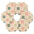 thumbnail image 7 of Yayeee 6 PCS Drink Coasters with Holder Set Woven Absorbent Round Tabletop Hot Pad, Beige Abstract, 7 of 7
