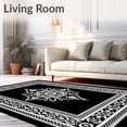 thumbnail image 2 of ODIKA 8'x10' Machine Washable Non-Slip Area Rug, Vintage Medallion with Ornate Border Design Contemporary Floor Covering High Traffic Rug with Pad, Black, 598779, 2 of 8