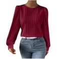 thumbnail image 1 of Timegard Hauts pour Femmes Blouse à Manches Longues Bouffantes Col Ras du Cou Chic Décontractée Ample Confortable Hauts Mode d'Automne, 1 of 9