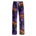 thumbnail image 4 of Pajama Pants for Women Halloween Ghost Bat Print Soft Drawstring Comfy Sleep Pants, 4 of 5