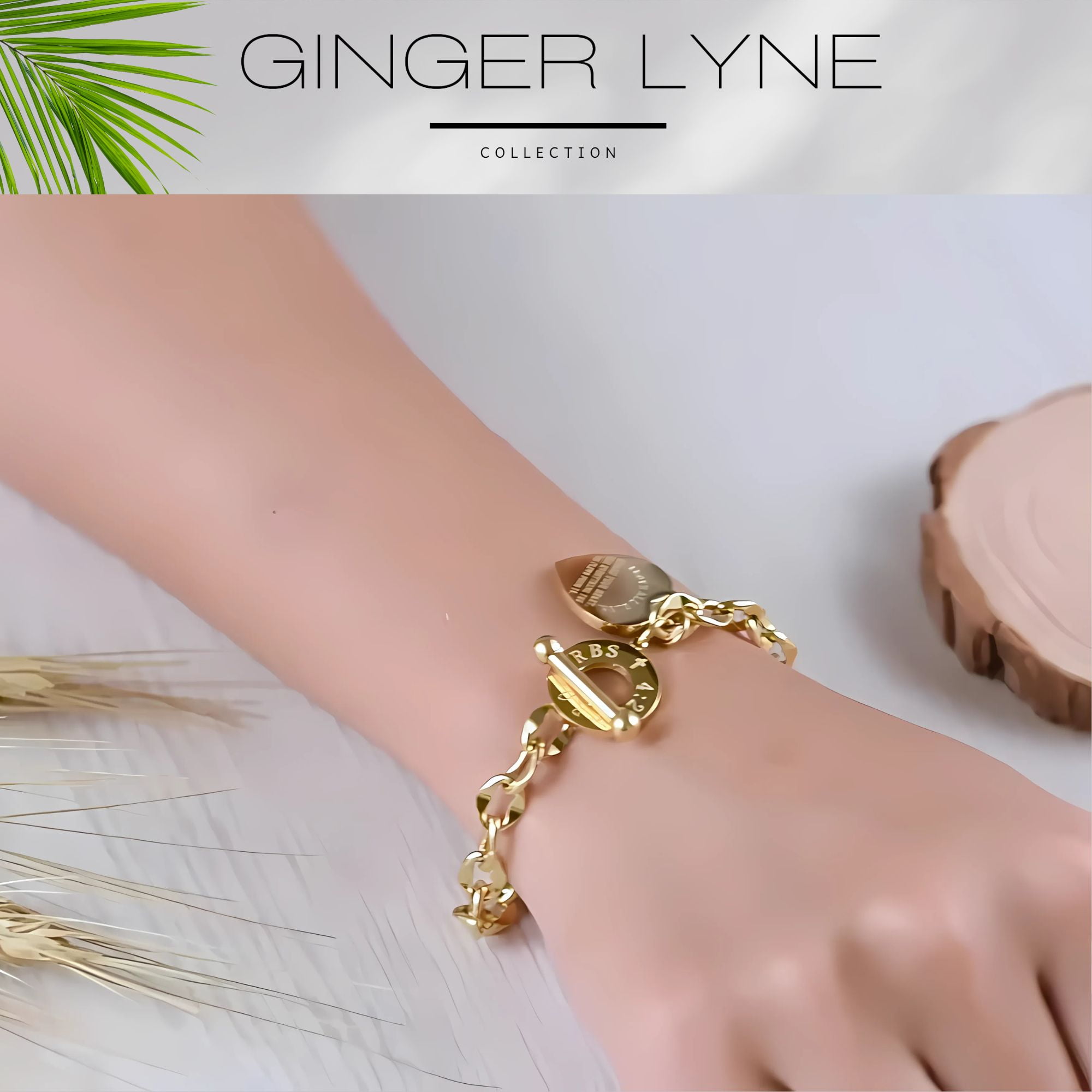 Toggle Clasp Link Bracelet for Women Heart Charm Stainless Steel 7" Fits 6" Wrist Ginger Lyne