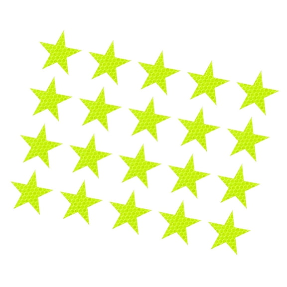 Unique Bargains 20pcs Reflective Stickers Star Shape Safety Tape Reflector Universal for Cars PET Fluorescent Yellow