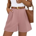 thumbnail image 2 of Sokhug Womens Bermuda Shorts High Waisted with Pockets Pleated Tailored Wide Leg Casual Summer Dress Shorts, 2 of 9