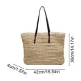 thumbnail image 3 of Virelaxpo Rope Woven Beach Tote Bag Large Capacity Casual Shoulder Bag for Beach, Shopping, Daily Commute and Travel - Plastic Material, 3 of 6