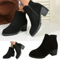 thumbnail image 7 of Nrmvnmi 2024 Women's Ankle Boots Closed Toe Comfortable Round Toe Thick Heel Side Zipper Short Boots Black Mothers Day Gifts, 7 of 7
