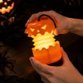 thumbnail image 6 of 3-Pack Collapsible Pumpkin Lanterns, LED Light Up Jack O'Lantern Decor with Lanyard, Battery Powered Outdoor Halloween Party Lights (1PC), 6 of 6