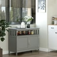thumbnail image 4 of HomCom Kitchen Console Table/Buffet Sideboard/Wooden Storage Table with 2-Level Cabinet and Open Shelf, Grey, 4 of 10
