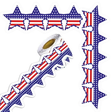 ZPAQI Patriotics Bulletins Board Border Independence Day Star Stickers Self-Adhesive
