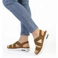 thumbnail image 6 of Pennysue Women's Summer Brown Strap Elastic Air Cushion Sports Sandals Size 9, 6 of 7