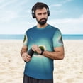 thumbnail image 4 of Wukai Paradise Island Print Men's Short-Sleeved Mesh T-Shirt,Quick-Dry Short Sleeve Workout T-Shirt-, 4 of 8