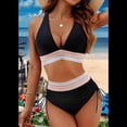thumbnail image 2 of Bikini de Dos Piezas para Mujer, Cintura Alta, Cuello Halter, Traje de Baño Negro L, 2 of 7