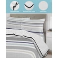 thumbnail image 4 of Quilts Queen Size, Gray Stripe Soft Comforter Bedding Set for Bed, Modern Abstract Art Navy Blue Striped Rustic Lightweight Quilted Bedspread with Pillow Cover(2 Pieces) for All Season, 90x96 Inch, 4 of 6