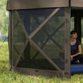 thumbnail image 3 of GVN Patio Garden Pergola, Pergola Canopy,12' x 12' Hexagonal Pop Up Gazebo Canopy Tent with 5 Sidewalls and Carry Bag, Brown, 3 of 10