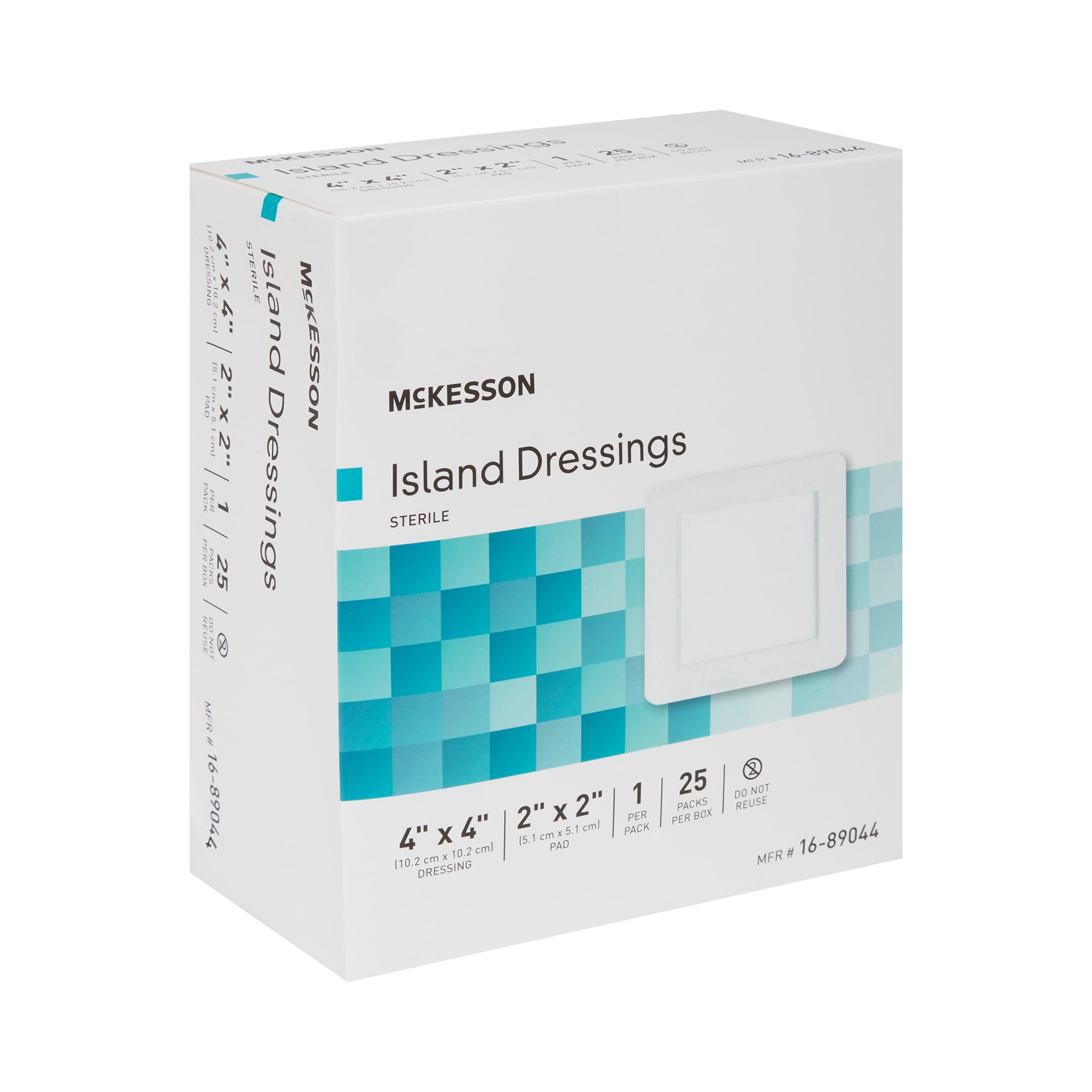 McKesson Island Dressing, Non-Adherent Gauze Pad for Wound Care, 4 in x 4 in, 25 Count, 4 Packs, 100 Total
