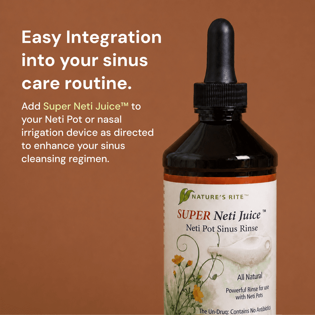 Nature's Rite Super Neti Juice - Nasal Rinse Cleaner Bottle, 8 oz – Nasal Lavage for Sinus and Mucus Relief
