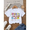 thumbnail image 1 of Fancy' Printed Crew Neck T-Shirt For Boys and Girls Back-To-School Season Short Sleeve T-Shirt Top For Toddlers, 1 of 6