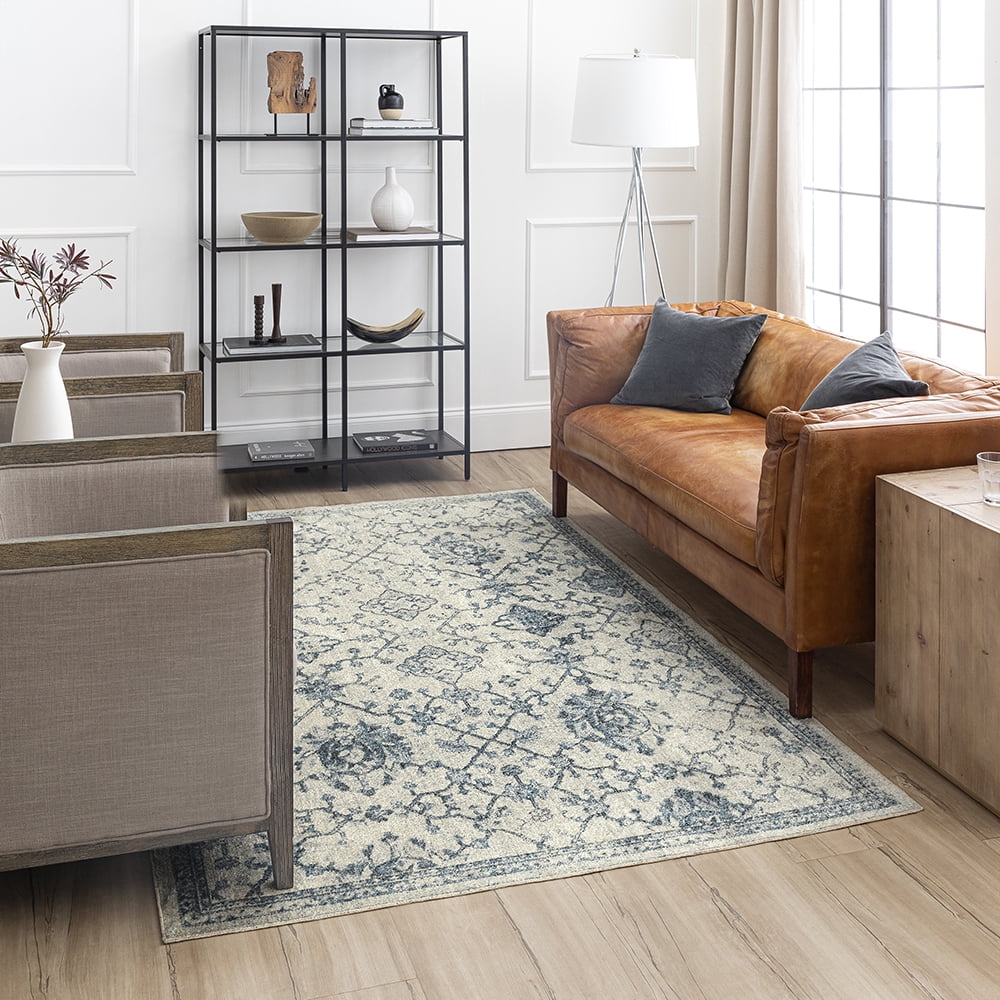 Mohawk Home Arete Floral Indoor Polyester Area Rug, Blue, 5'3" x 8'