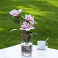 thumbnail image 2 of Enova Home Artificial Real Touch Magnolia Faux Flowers Arrangement in Glass Vase with Faux Water and River Rock for Home Office Wedding Decór (Pink), 2 of 4