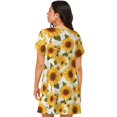 thumbnail image 3 of Horeoi Yellow Polka Dot Sunflower Print Women's Short-sleeved Nightdress Breathable Cotton-like Material Loose A-line Knee-length, 3 of 6