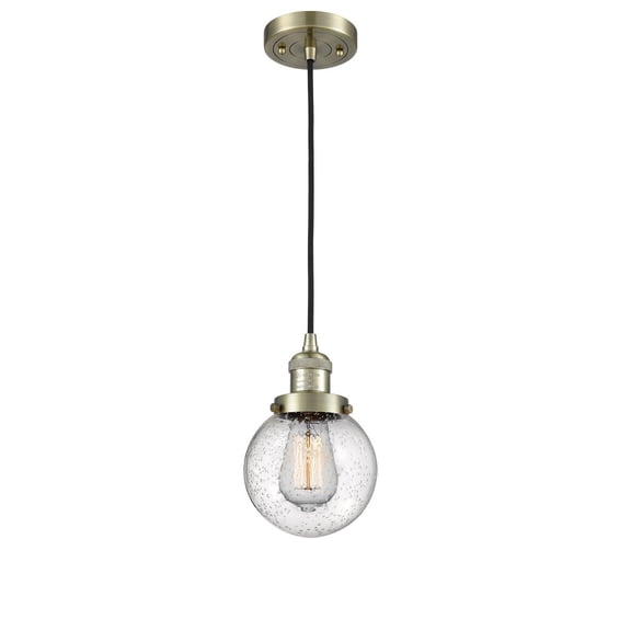 Innovations 1-LT Vintage LED Beacon 6" Mini Pendant - Antique Brass - 201C-AB-G204-6-LED