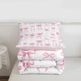 thumbnail image 5 of Manfei Girly Bow Full Size Comforter Sets For Kids,Pink Ribbon Bowknot Bedding Sets,Pink Reversible,3pcs, 5 of 7