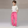 thumbnail image 2 of Otqutp Boys Cargo Pants Loose Straight Sweatpants Children Kids Daily Elastic Waist Pockets Sport Casual Solid Pants Drawstring Long Trousers(1-Pink,3-4 Years), 2 of 8