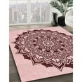 thumbnail image 3 of Ahgly Company Machine Washable Indoor Square Transitional Brown Red Area Rugs, 7' Square, 3 of 7