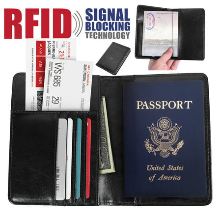 NEW RFID Blocking Genuine Leather Credit Card Passport Holder Bifold Wallet Purse Anti Scan for Mens -