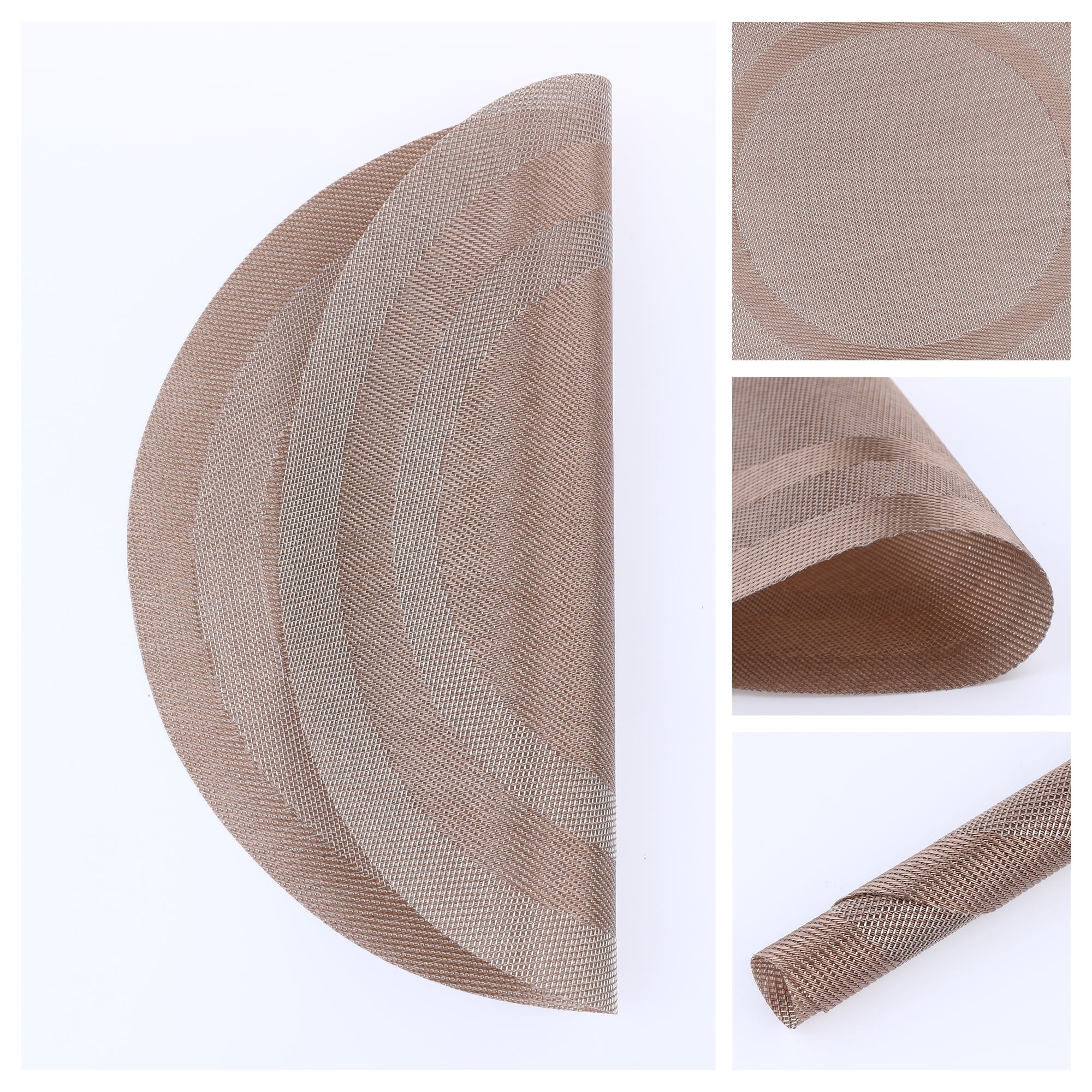 Unique Bargains Set of 6 Round Placemats for Kitchen Dining Table Decor Pink