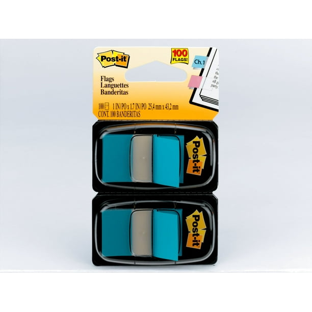 Postit Flags, Blue, 1 in. Wide, 50/Dispenser, 2 Dispensers/Pack