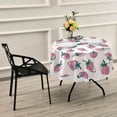 thumbnail image 6 of SKYSONIC 60" Pink Strawberry Round Tablecloth Lace Border Table Cover Thick Wrinkle Resistant Durable for Home Party Decorative Tablecloths Indoor Outdoor, 6 of 7