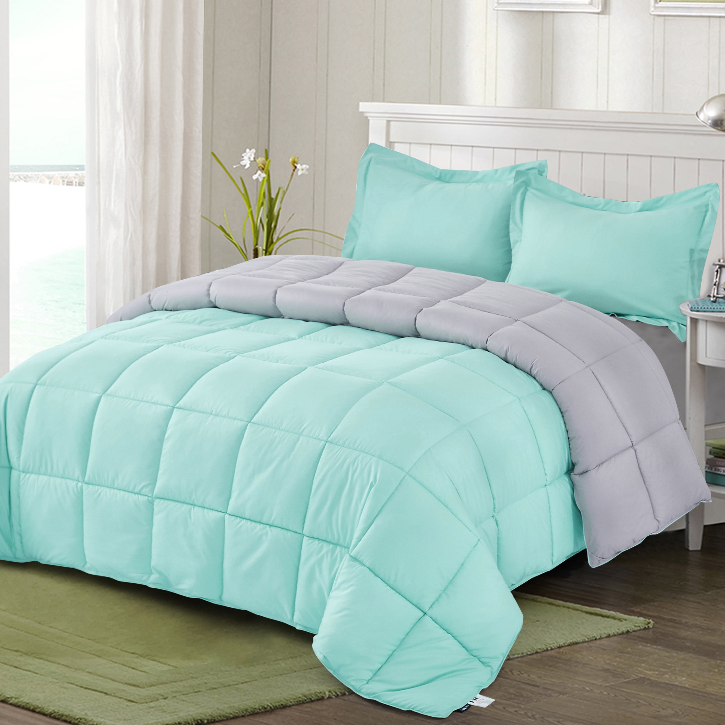Details about   200 GSM Down Alternative Soft Comforter Egyptian Cotton Aqua Blue Solid US Sizes 