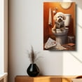 thumbnail image 4 of Bichon Frise Dog Canvas Wall Art for Bedroom Living Room Home Decor,Funny Dog Canvas Sitting on The Toilet Animal Pattern Office Artworks, modern wall decor, Ready to Hang, 4 of 6