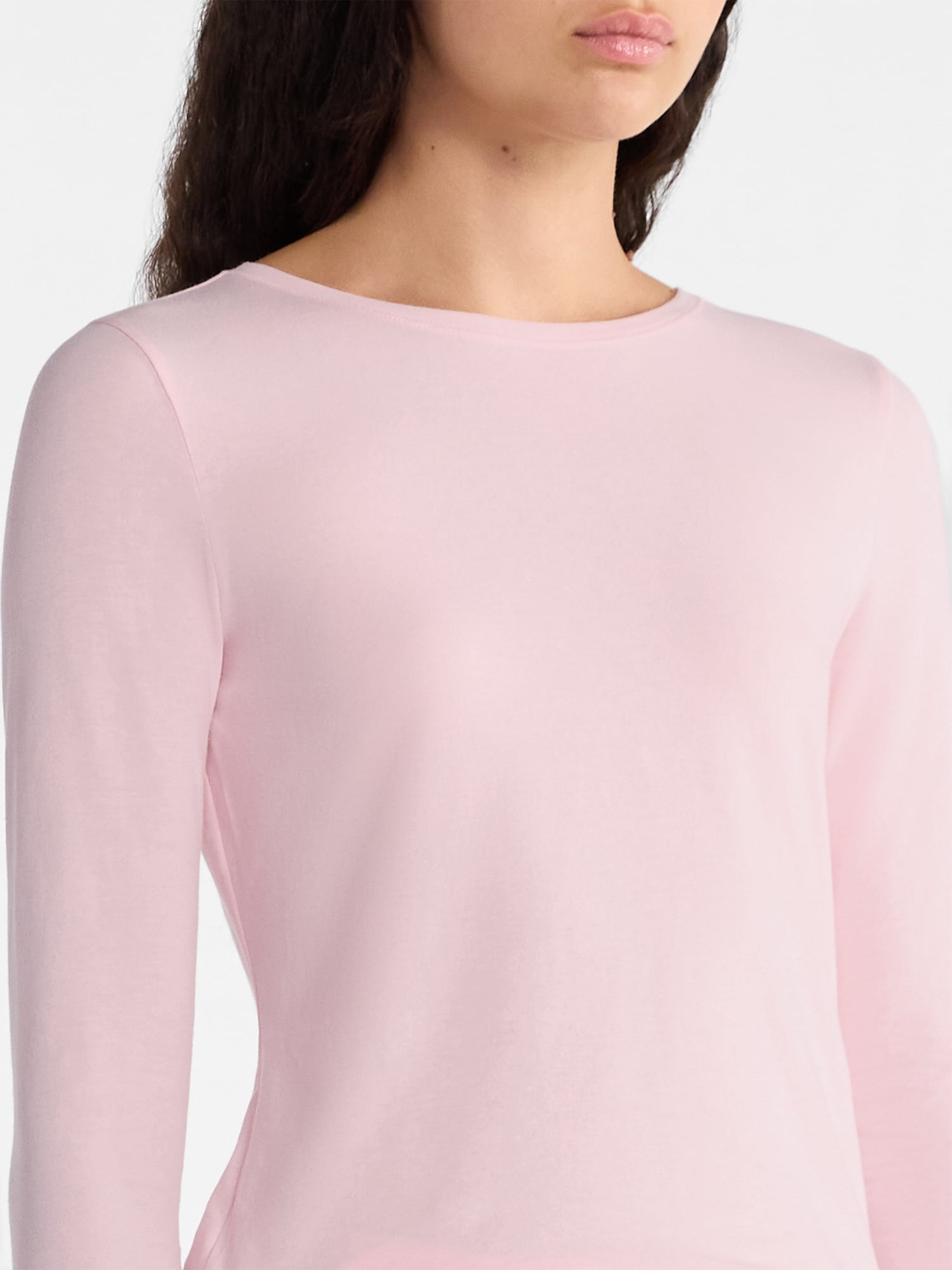 No Boundaries Crewneck Tee with Long Sleeves, Women's & Women's Plus XXS-4X